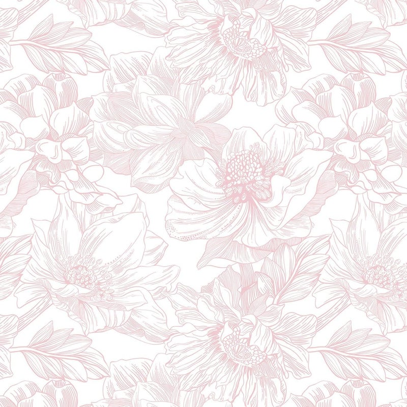 Dimoon 393"x17.3" Peel and Stick Wallpaper Floral Contact Paper Boho White Pink Flower Wallpaper Removable Wall Paper Self Adhesive Modern for Cabinets Drawers Bedroom Thicken Vinyl - Image 1